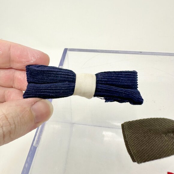 Vintage Royal Rust Resistant Clip On Bow Ties Corduroy Preppy Navy Blue Red Gray - Picture 4 of 13
